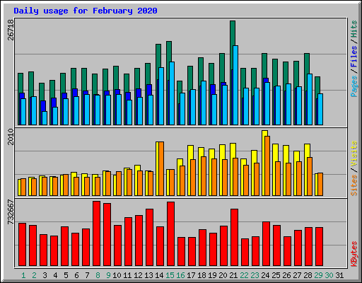 Daily usage for February 2020