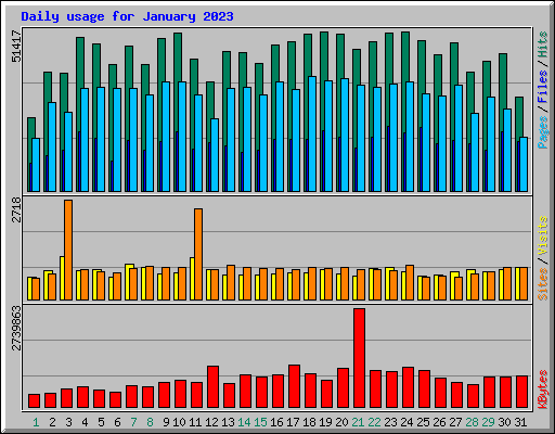 Daily usage for January 2023