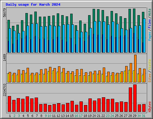 Daily usage for March 2024