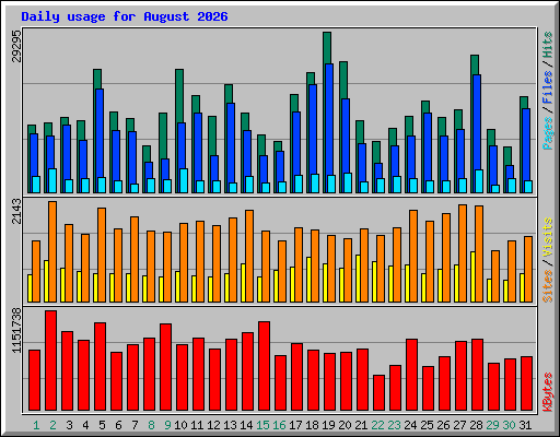 Daily usage for August 2026