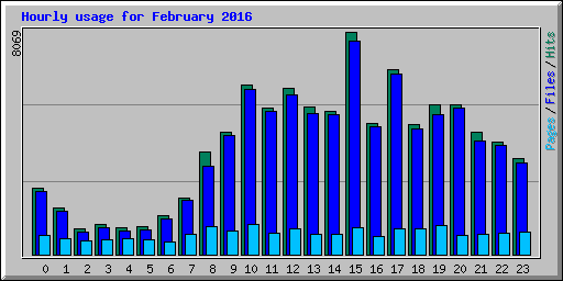 Hourly usage for February 2016